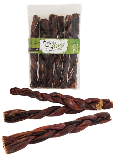 Dog Bones  8-10'' Braided Beef Gullet Sticks. 100% Natural Treats