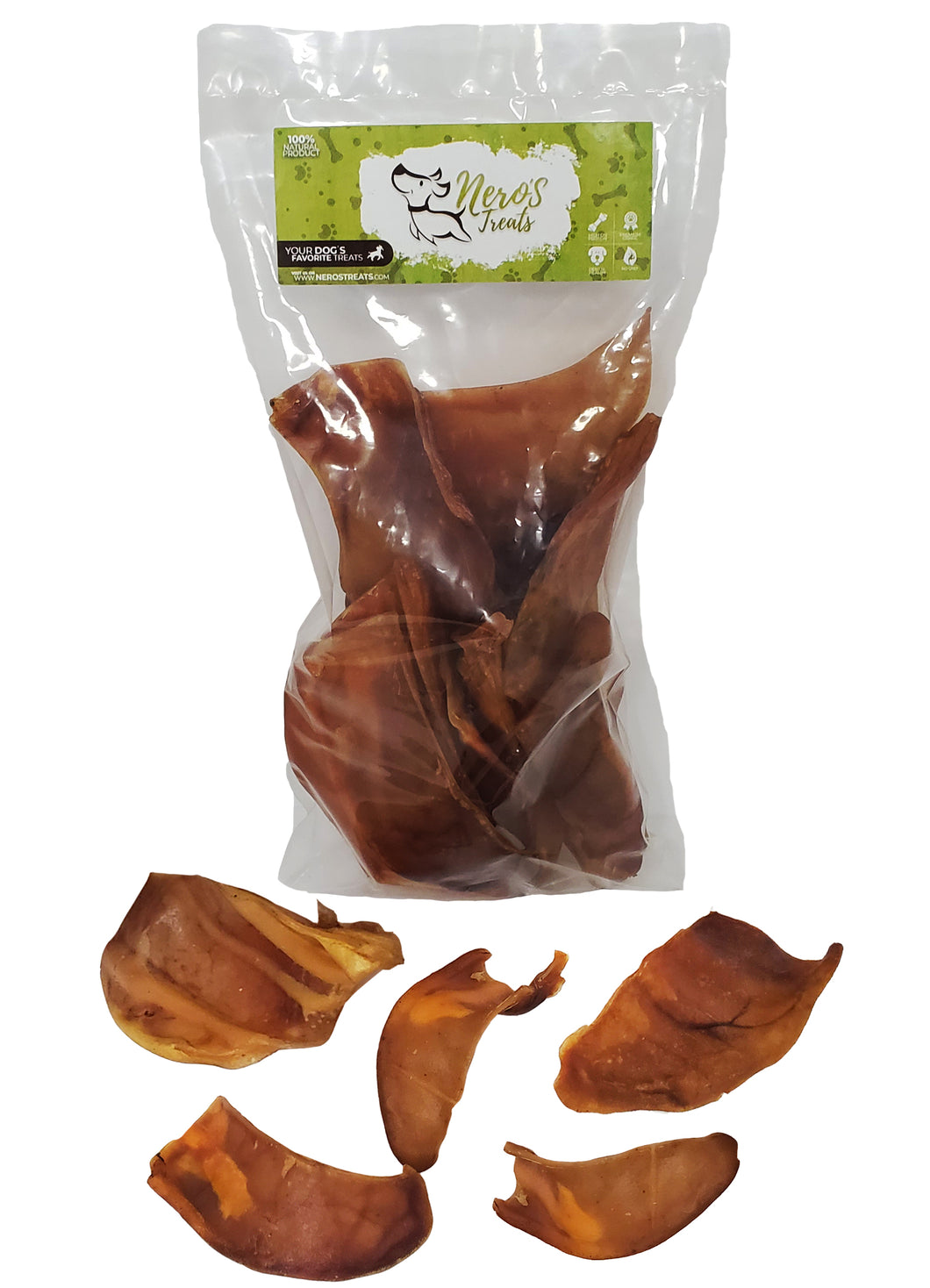 Dog Bones Premium Pork Treats (Half Ears)  (8 Oz Bag)  Healthy Treats